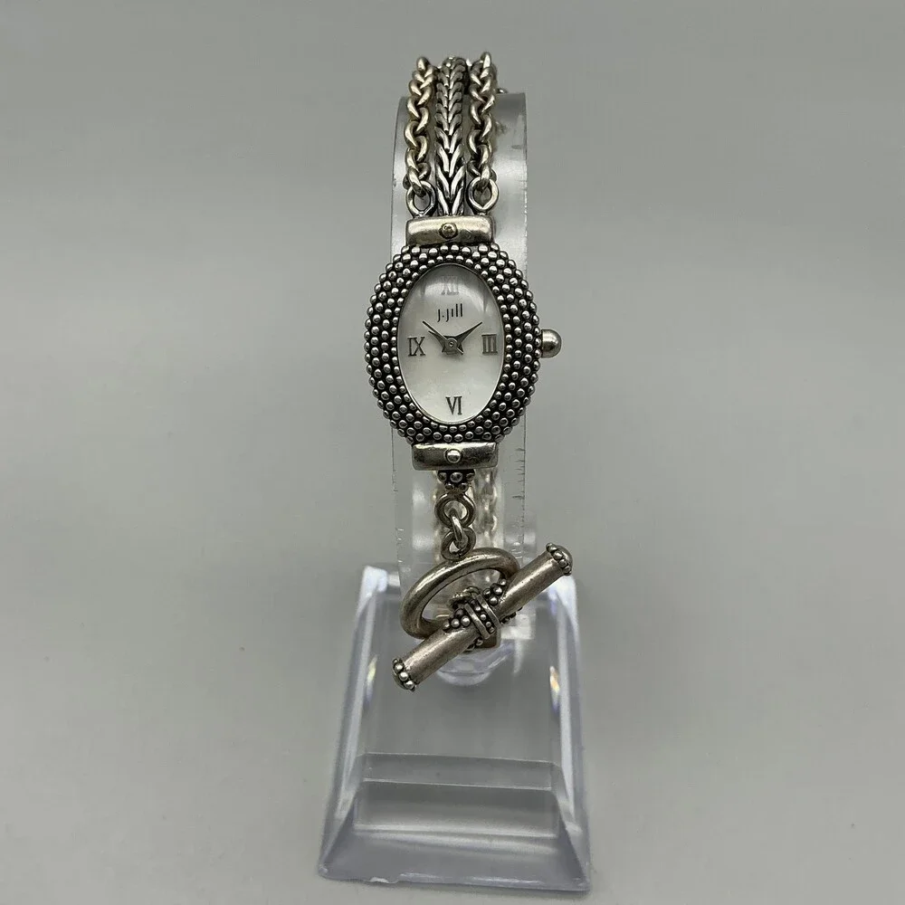 J. Jill Womens Watch 18mm MOP Dial Silver Tone Beaded 10260 New Battery 7.5